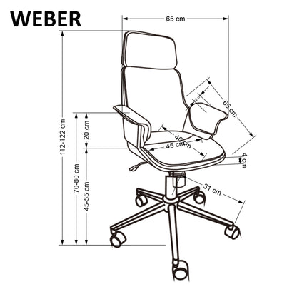 Office Chair West Cross Keys | size: Width: 65cm, Height: 112cm, Depth: 65cm | color: Black/Walnut | image: 3 | variant: 1007438