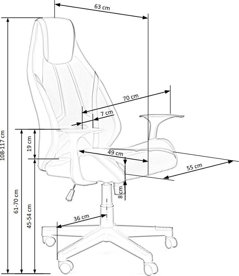 Office Chair West Melrose | size: Width: 70cm, Height: 117cm, Depth: 63cm | color: Gray | image: 9 | variant: 1007110