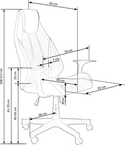 Office Chair West Melrose | size: Width: 70cm, Height: 117cm, Depth: 63cm | color: Gray | image: 9 | variant: 1007110