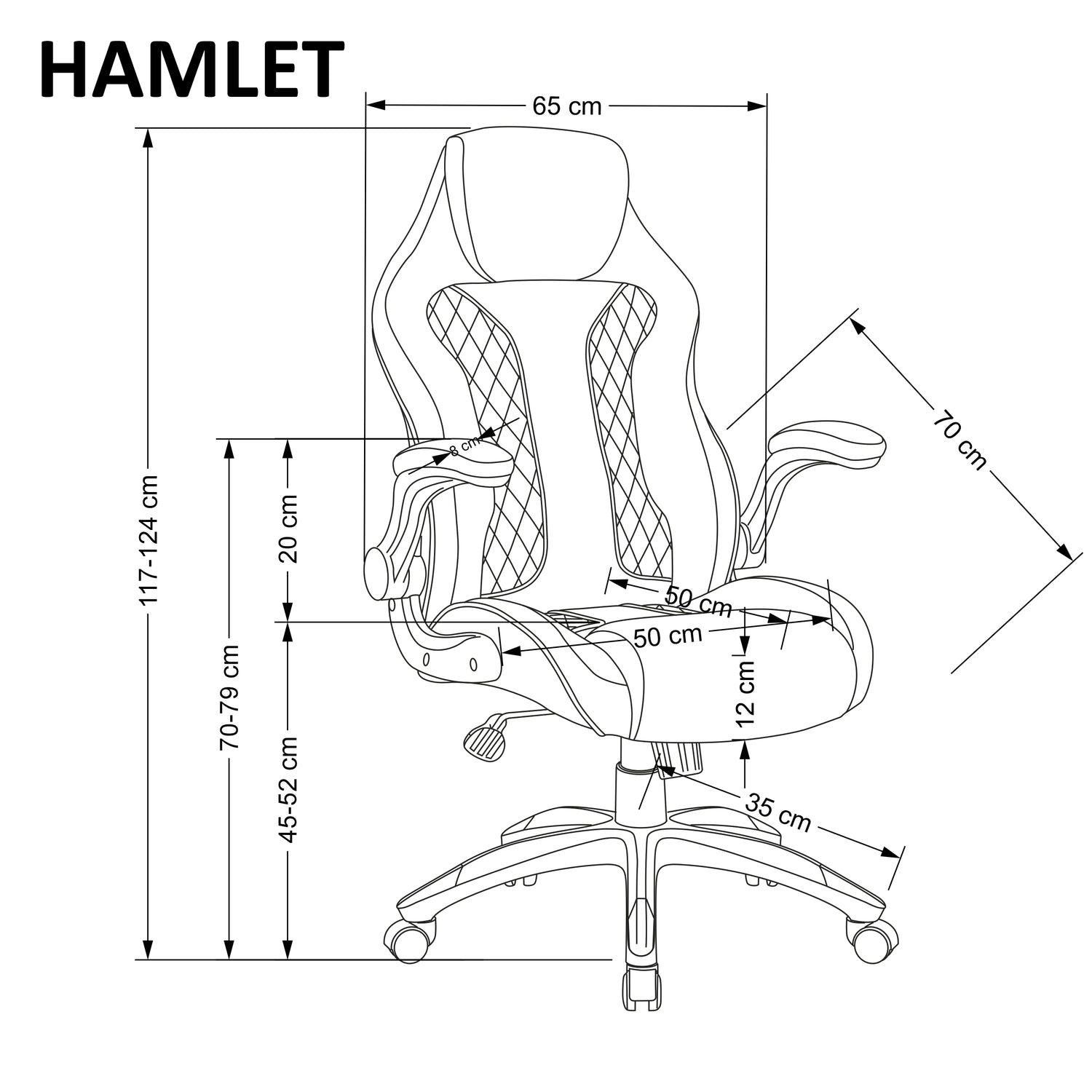 Office Chair West Nelson | size: Width: 65cm, Height: 117cm, Depth: 70cm | color: Black/Grey | image: 2 | variant: 1007432