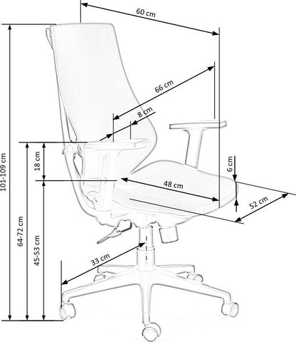 Office Chair West Norton | size: Width: 66cm, Height: 109cm, Depth: 69cm | color: Gray | image: 8 | variant: 1007197