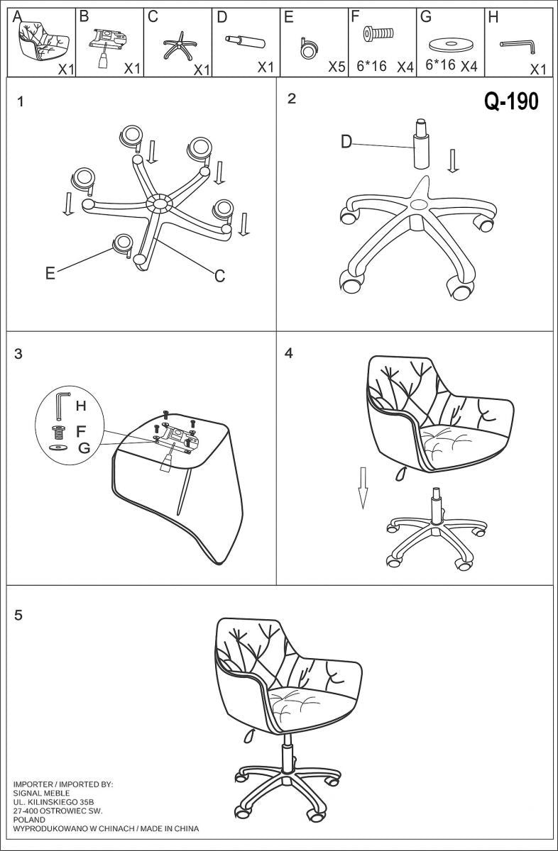 Office Chair West Rieti | size: Width: 60cm, Height: 91cm, Depth: 44cm | color: Gray | image: 4 | variant: 1007908