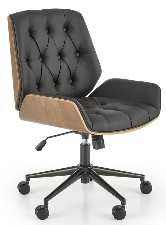 Office Chair West Tonypandy | size: Width: 60cm, Height: 90cm, Depth: 65cm | color: Black/Walnut | image: 1 | variant: 1007427