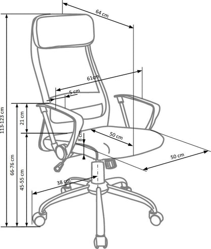 Office Chair Zoom | size: Width: 61cm, Height: 123cm, Depth: 64cm | color: Gray | image: 4 | variant: 1011546