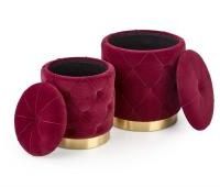 Pouf Fermo | size: Width: 33cm, Height: 38cm, Depth: 33cm, Diameter: 33-40cm | color: Bordeaux | image: 0 | variant: 1003100