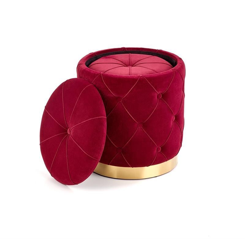 Pouf Fermo | size: Width: 33cm, Height: 38cm, Depth: 33cm, Diameter: 33-40cm | color: Bordeaux | image: 2 | variant: 1003100