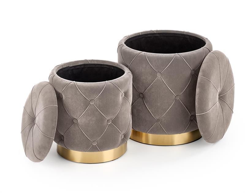 Pouf Fermo | size: Width: 33cm, Height: 38cm, Depth: 33cm, Diameter: 33-40cm | color: Gray | image: 1 | variant: 1003099