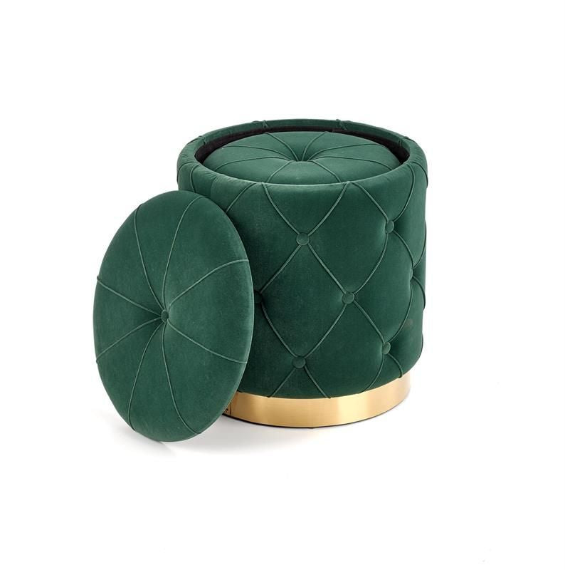 Pouf Fermo | size: Width: 33cm, Height: 38cm, Depth: 33cm, Diameter: 33-40cm | color: Green | image: 2 | variant: 1003098