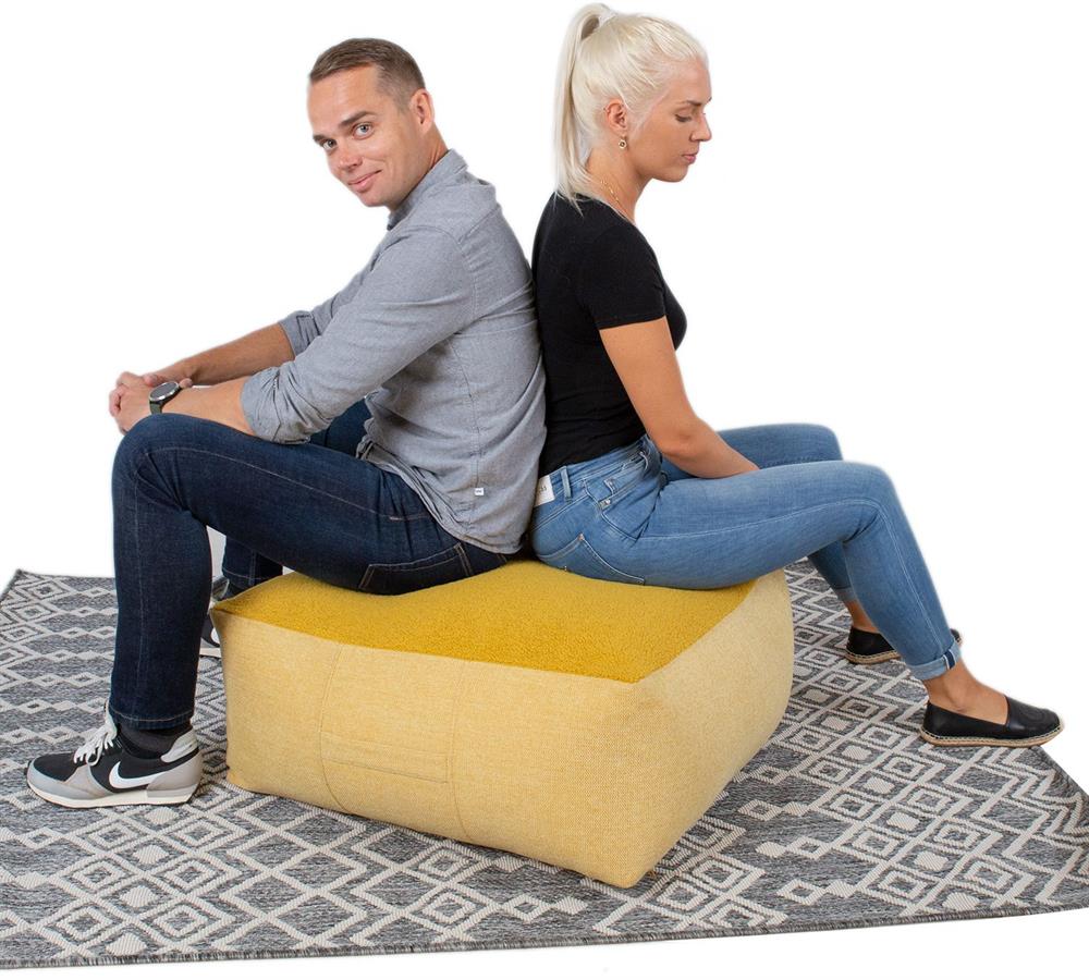 Pouf Lamb Bag 1 | size: Width: 80cm, Height: 30cm, Depth: 80cm | color: Yellow | image: 4 | variant: 1006111