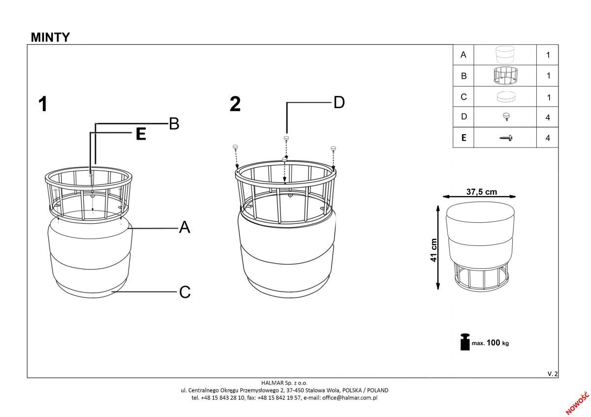 Pouf Minty | size: Width: 37cm, Height: 41cm, Depth: 37cm, Diameter: 37cm | color: Green | image: 3 | variant: 1006075