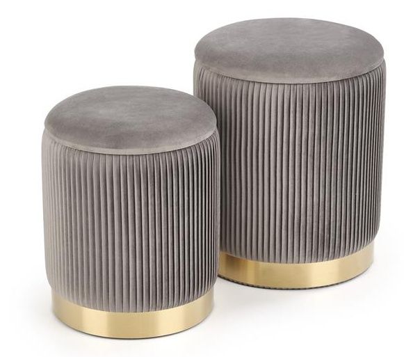 Pouf Monty 2 | size: Width: 38cm, Height: 31cm, Depth: 38cm, Diameter: 38-44cm | color: Gray | image: 0 | variant: 1006078