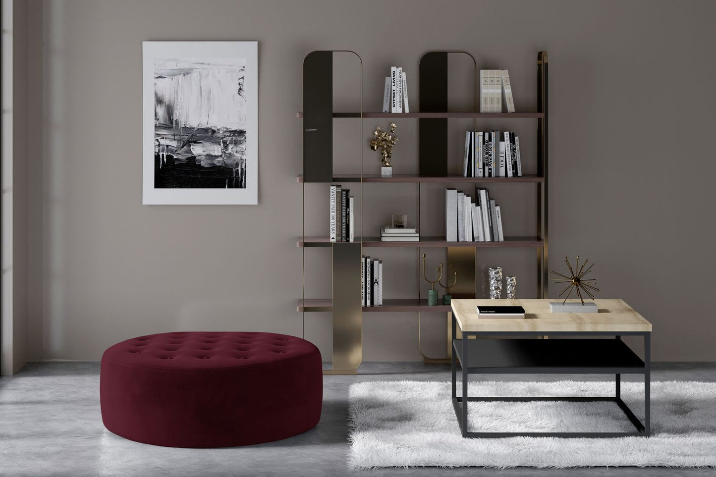 Pouf Monty | size: Width: 70cm, Height: 28cm, Depth: 70cm | color: Mat/Velvet | image: 1 | variant: 1005956