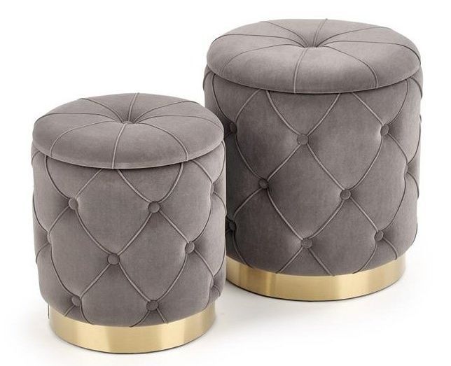 Pouf Polly | size: Width: 33cm, Height: 38cm, Depth: 33cm, Diameter: 33-40cm | color: Gray | image: 0 | variant: 1006081