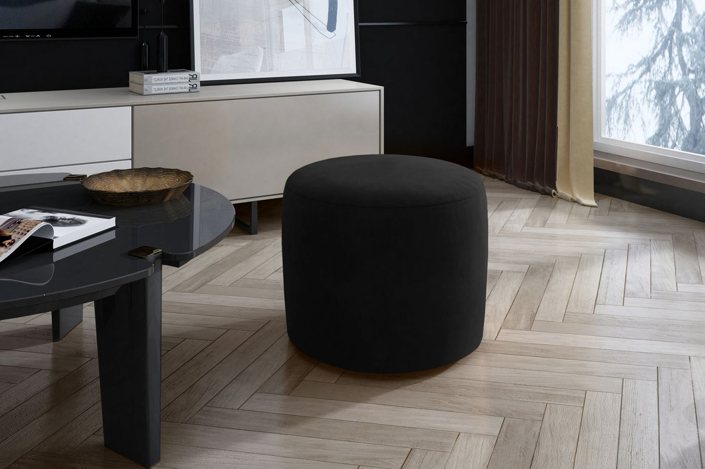 Pouf West Framlingham | size: Width: 40cm, Height: 43cm, Depth: 40cm | color: Mat/Velvet | image: 1 | variant: 1010373