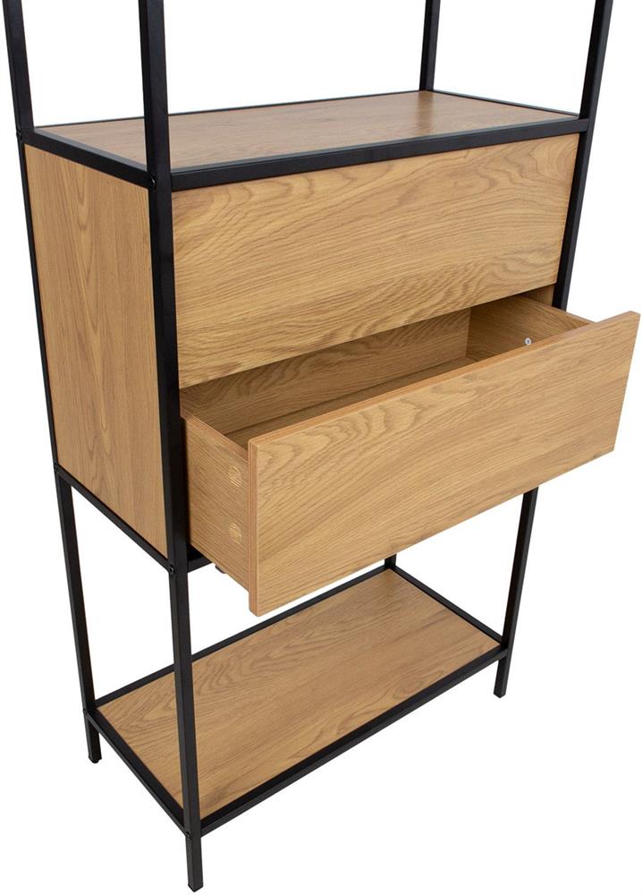 Shelf East Viljandi | size: Width: 64cm, Height: 178cm, Depth: 30cm | color: Black/Oak | image: 2 | variant: 1005948