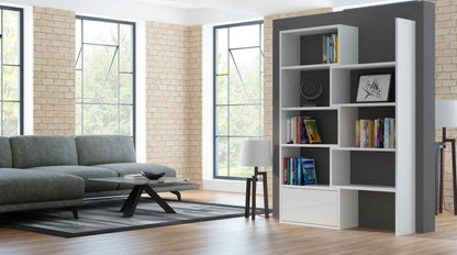 Shelf Paco | size: Width: 130cm, Height: 187.5cm, Depth: 29cm | color: White | image: 2 | variant: 1012471