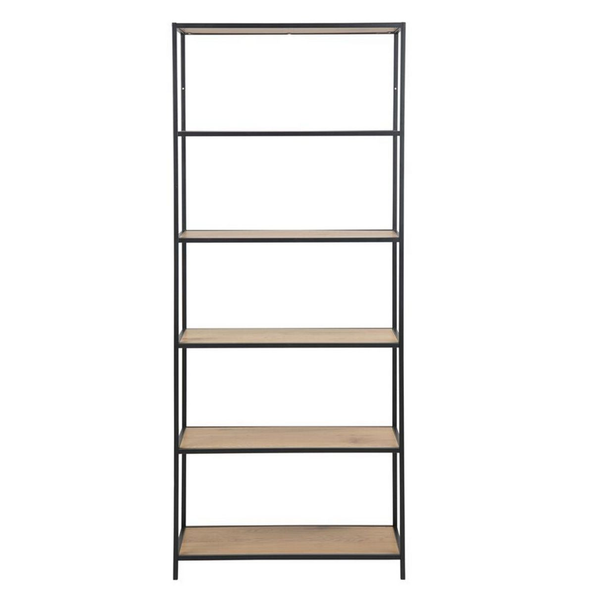 Shelf Seaford 7 | size: Width: 77cm, Height: 185cm, Depth: 35cm | color: Black | image: 2 | variant: 1010893