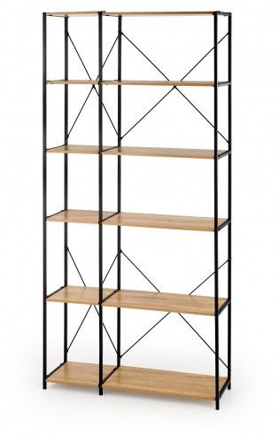 Shelf West Henley | size: Width: 90cm, Height: 190cm, Depth: 30cm | color: Black/Oak | image: 2 | variant: 1007157
