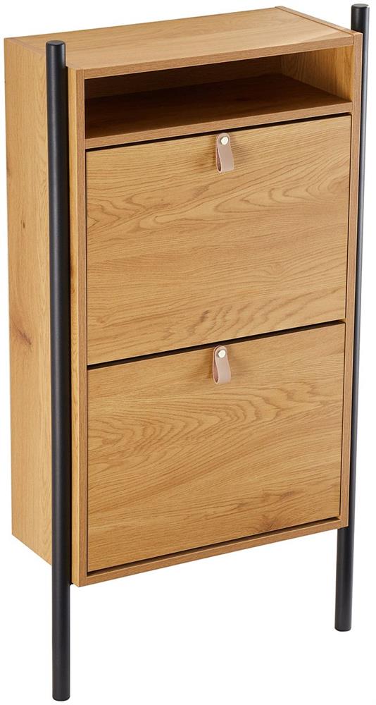 Shoe Cabinet Aalborg 5 | size: Length: 26cm, Width: 55.6cm, Height: 91.5cm | color: Oak | image: 2 | variant: 1016717