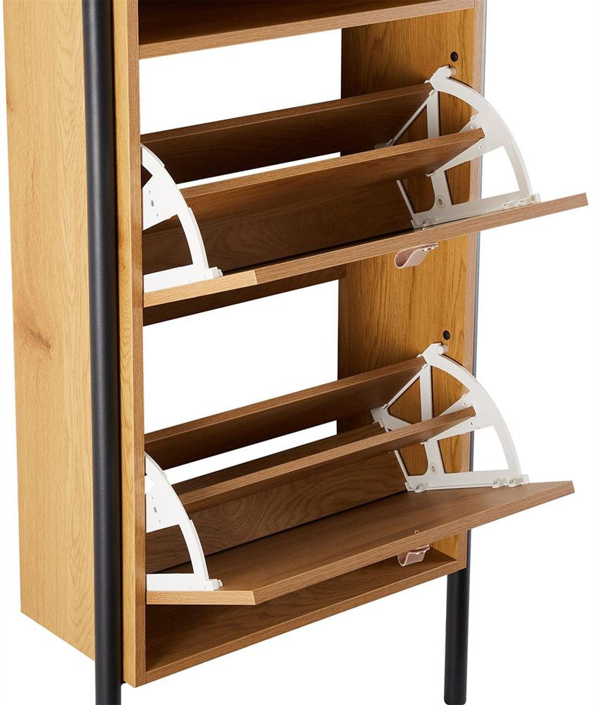 Shoe Cabinet Aalborg 5 | size: Length: 26cm, Width: 55.6cm, Height: 91.5cm | color: Oak | image: 6 | variant: 1016717