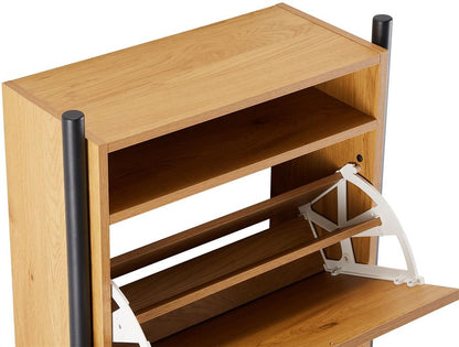 Shoe Cabinet Aalborg 5 | size: Length: 26cm, Width: 55.6cm, Height: 91.5cm | color: Oak | image: 7 | variant: 1016717