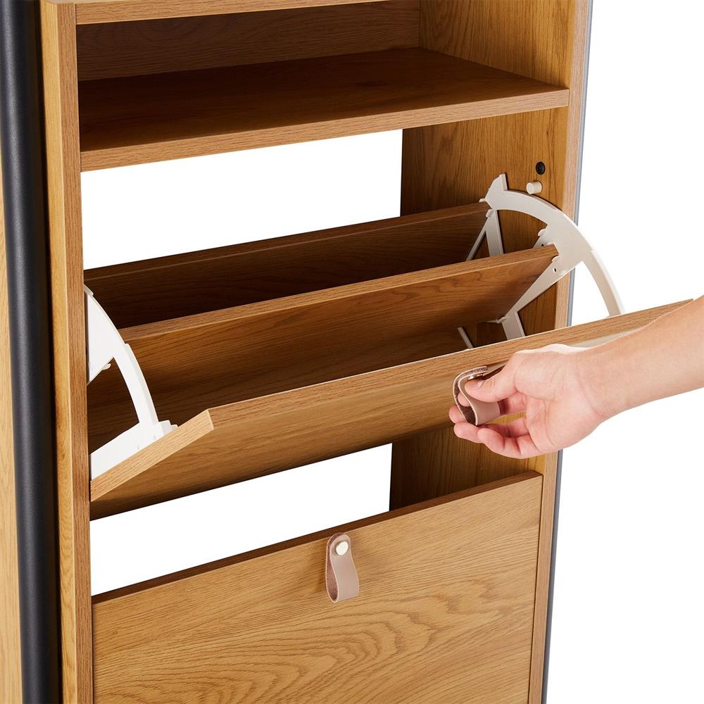 Shoe Cabinet East Rakvere | size: Length: 26cm, Width: 55.6cm, Height: 91.5cm | color: Oak | image: 4 | variant: 1005957