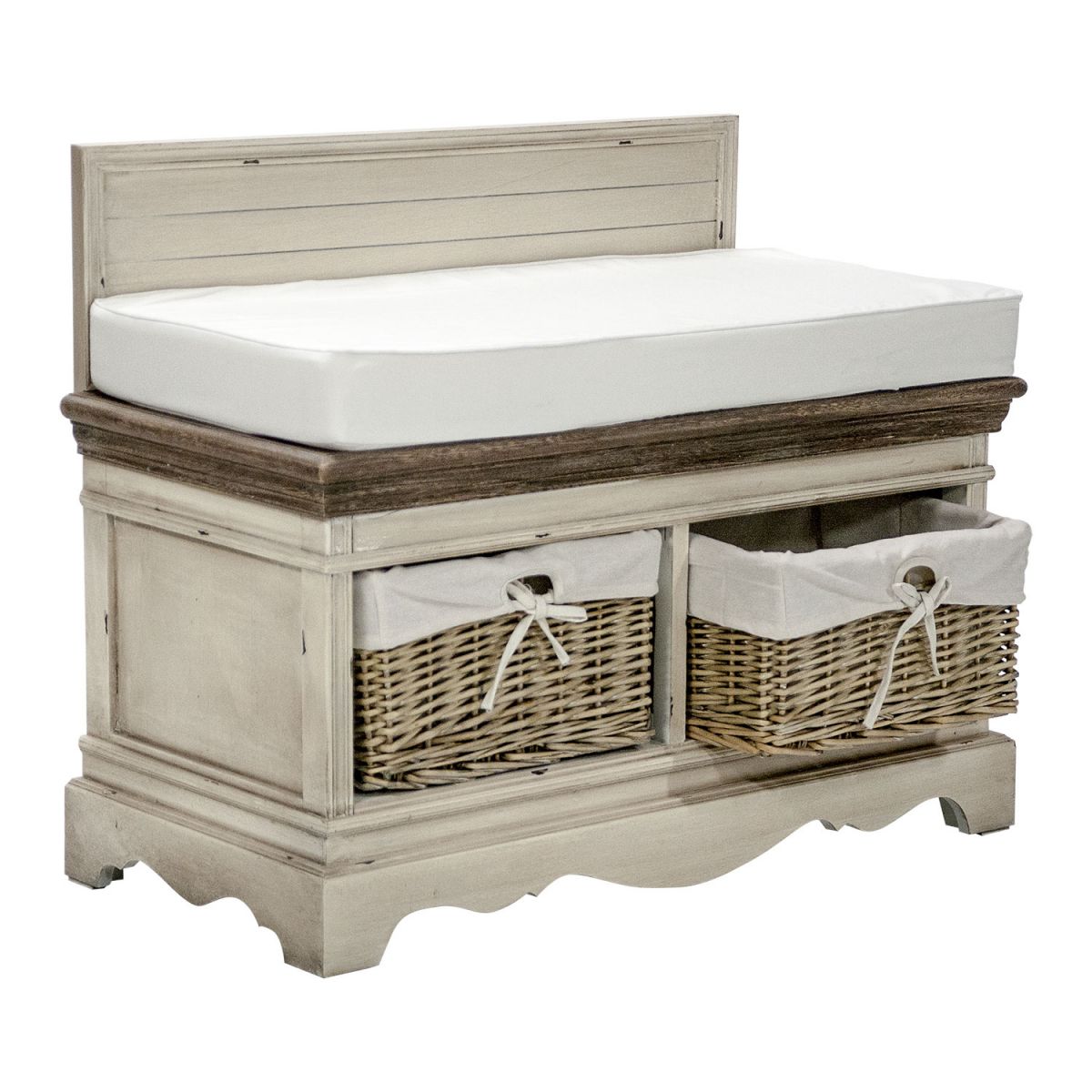 Shoe Rack East Grantham | size: Width: 90cm, Height: 70.5cm, Depth: 42cm | color: White/Brown | image: 2 | variant: 1005000