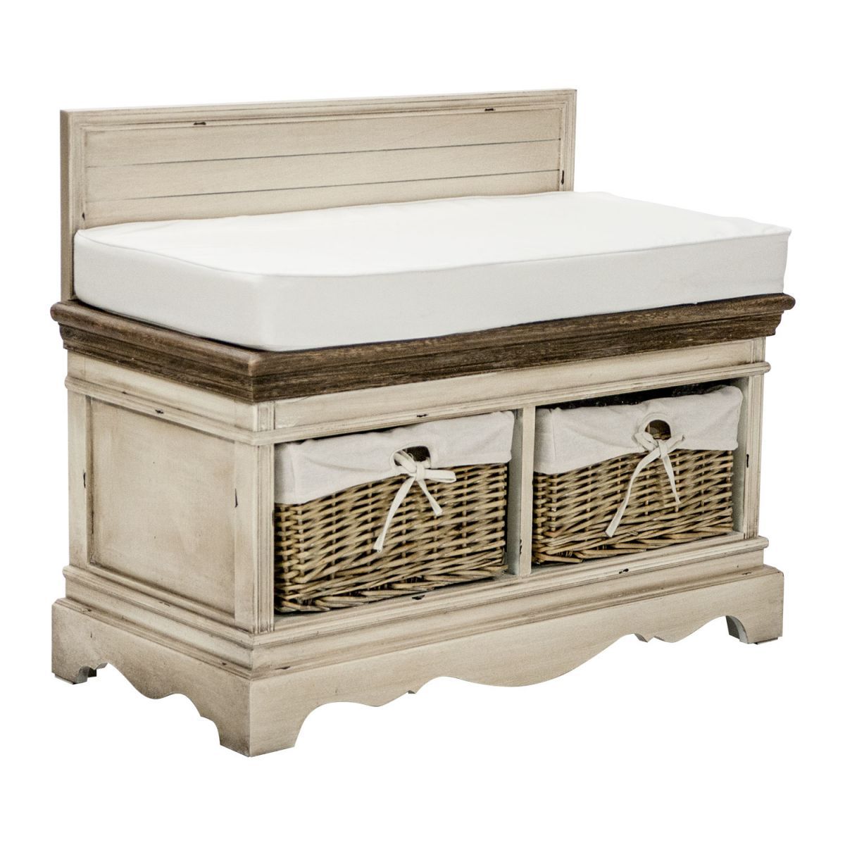 Shoe Rack Samira 1 | size: Width: 90cm, Height: 70.5cm, Depth: 42cm | color: White/Brown | image: 1 | variant: 1010916
