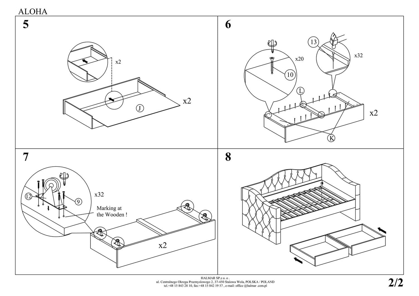 Single Bed Aloha | size: Length: 221cm, Width: 98cm, Height: 93cm | color: Gray | image: 3 | variant: 1010210