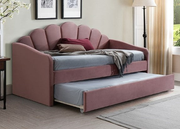 Single Bed Bella Velvet | size: Length: 214cm, Width: 102cm, Height: 116cm | color: Pink | image: 1 | variant: 1010251