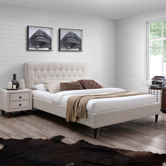 Single Bed Beverley | size: Length: 219cm, Width: 96.5cm, Height: 105cm | color: Beige | image: 1 | variant: 1005009