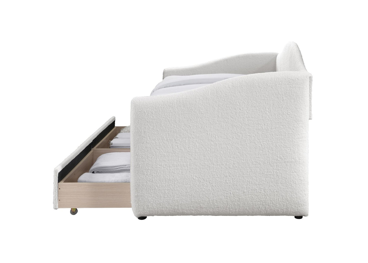 Single Bed Caydence | size: Length: 216cm, Width: 99cm, Height: 94cm | color: Beige | image: 2 | variant: 1018071