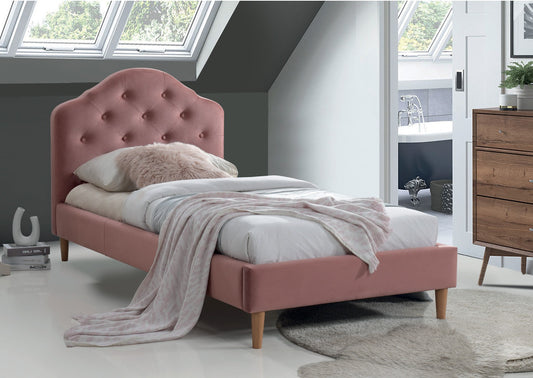 Single Bed Chloe Velvet | size: Length: 215cm, Width: 104cm, Height: 106cm | color: Pink | image: 1 | variant: 1012050