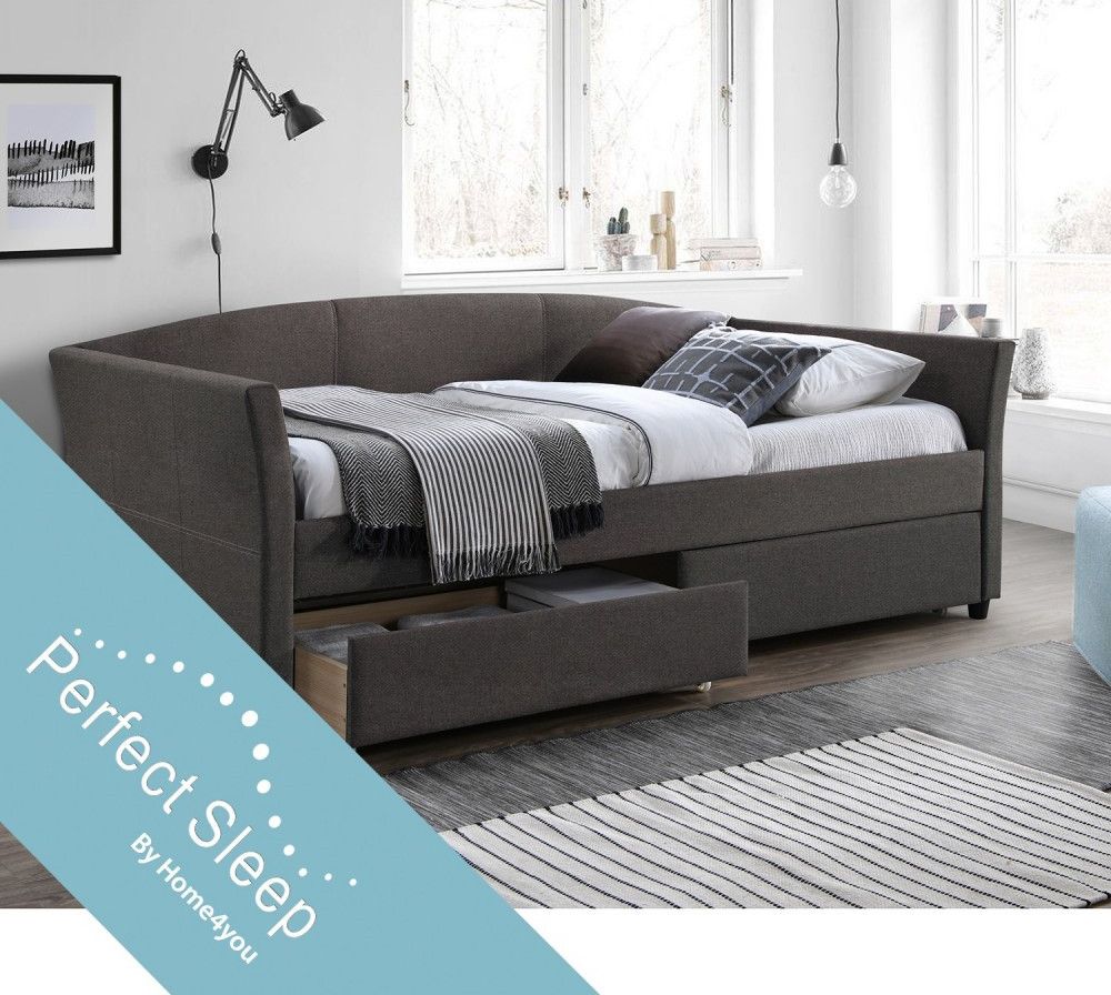 Single Bed Genesis 2 | size: Length: 220cm, Width: 98cm, Height: 44cm | color: Gray | image: 1 | variant: 1012059