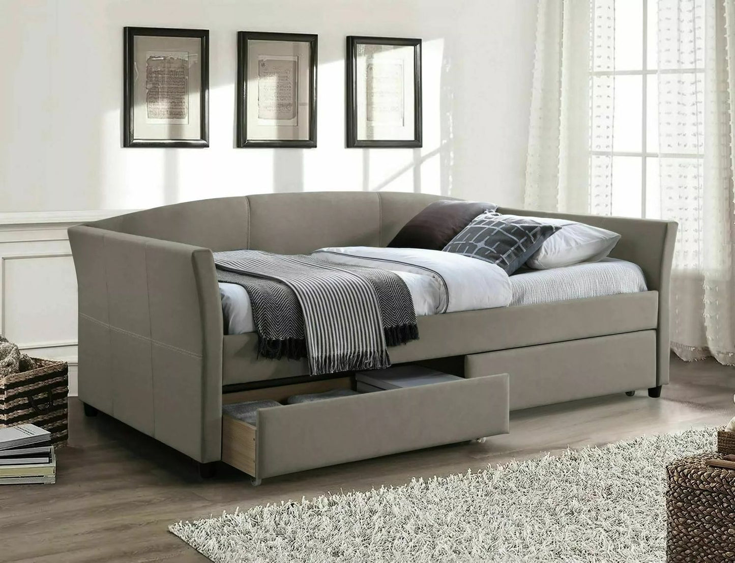 Single Bed Lanta | size: Length: 214cm, Width: 100cm, Height: 92cm | color: Beige | image: 0 | variant: 1010255