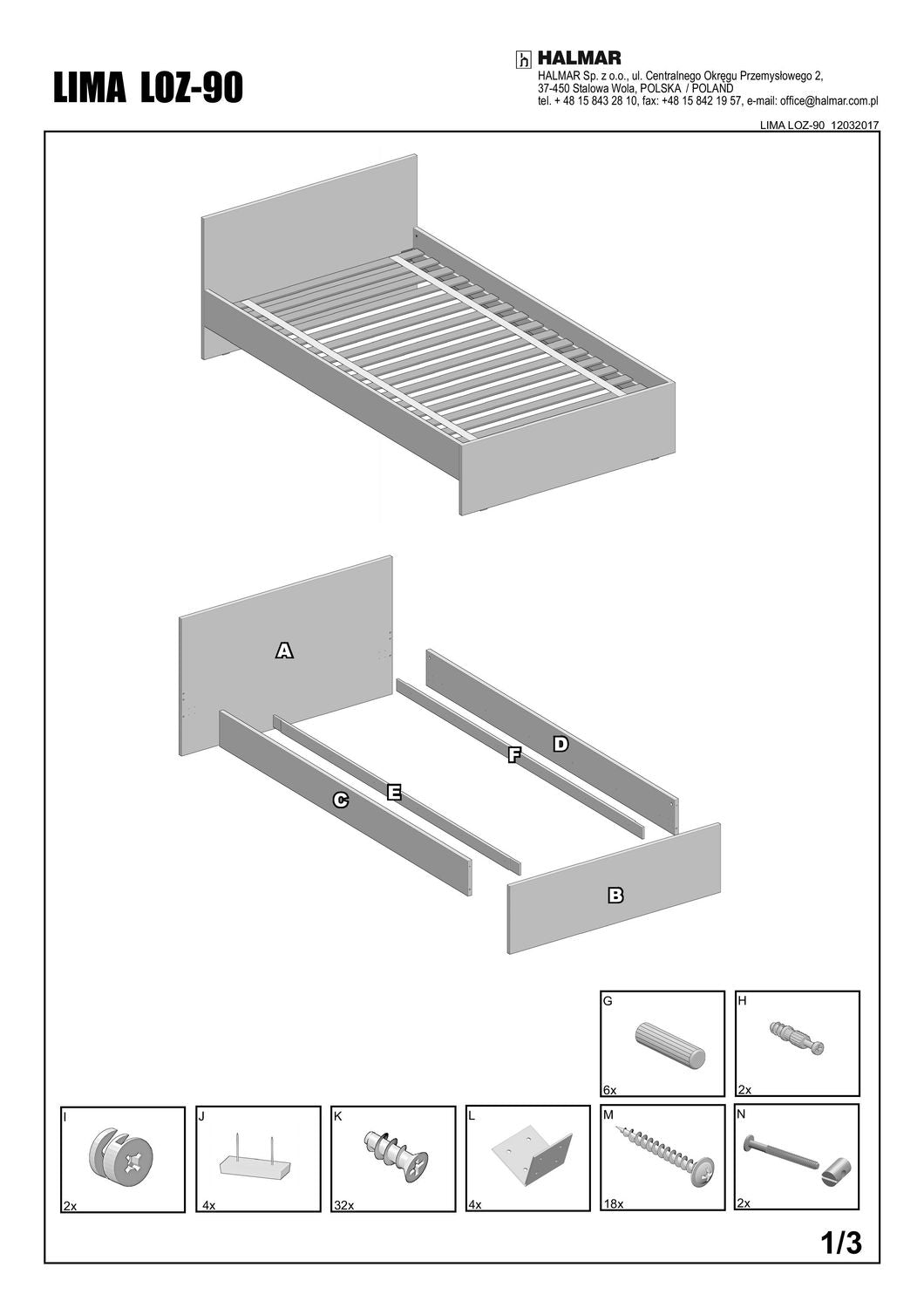 Single Bed Lima 1 | size: Length: 205cm, Width: 95cm, Height: 70cm | color: Oak | image: 3 | variant: 1010192