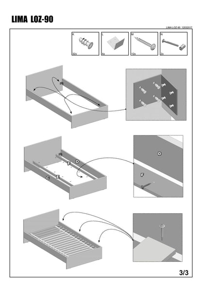 Single Bed Lima 1 | size: Length: 205cm, Width: 95cm, Height: 70cm | color: Oak | image: 5 | variant: 1010192