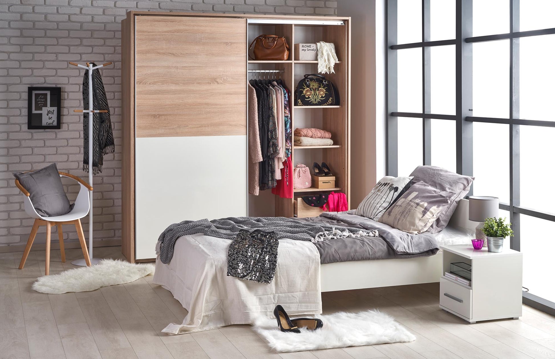 Single Bed Lima 1 | size: Length: 205cm, Width: 95cm, Height: 70cm | color: White | image: 2 | variant: 1010191