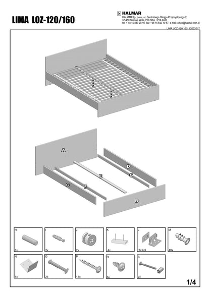 Single Bed Lima | size: Length: 205cm, Width: 125cm, Height: 70cm | color: White | image: 3 | variant: 1010188