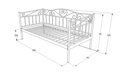 Single Bed Myanmar | size: Length: 208cm, Width: 96cm, Height: 100cm | color: Black | image: 5 | variant: 1010239