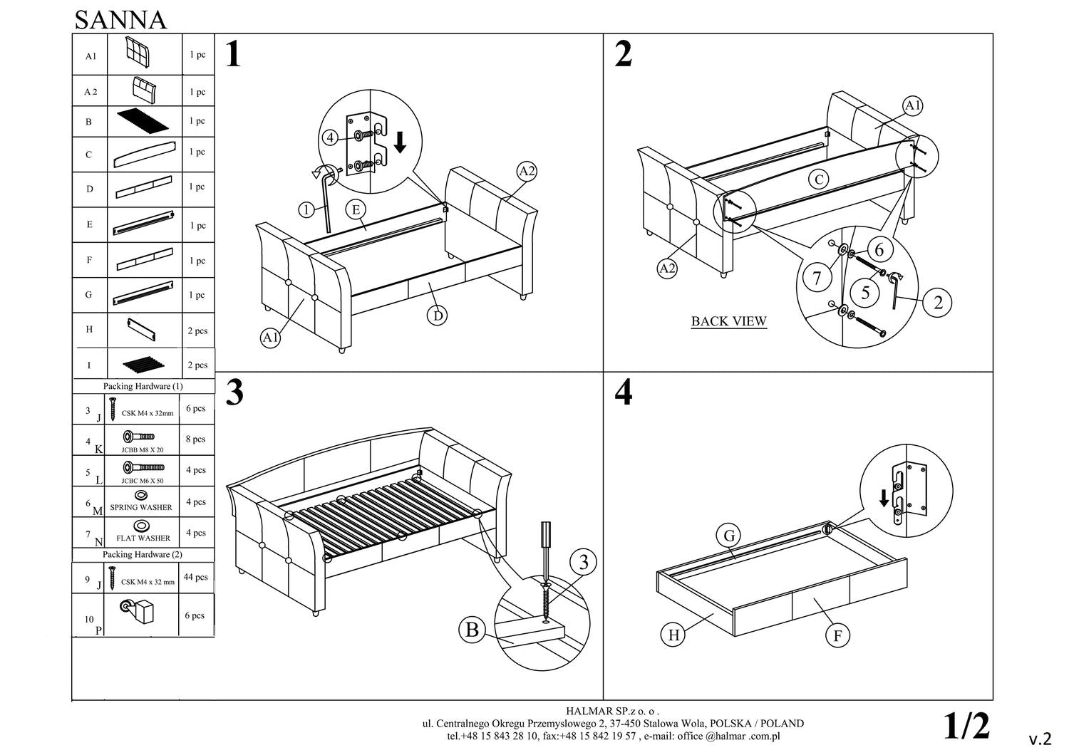 Single Bed Sanna | size: Length: 221cm, Width: 97cm, Height: 80cm | color: Gray | image: 3 | variant: 1010968