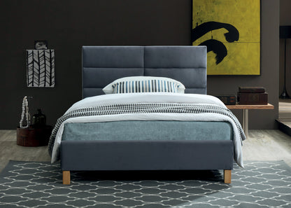 Single Bed Sierra Velvet | size: Length: 213cm, Width: 126cm, Height: 91cm | color: Gray | image: 2 | variant: 1012065