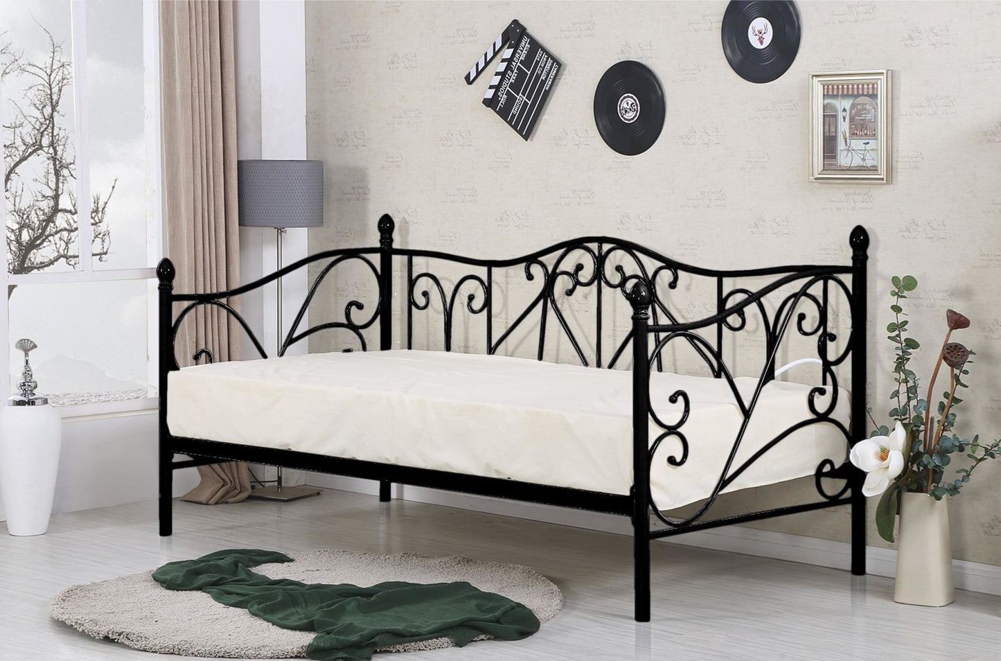 Single Bed Sumatra | size: Length: 210cm, Width: 99cm, Height: 89cm | color: Black | image: 2 | variant: 1010207