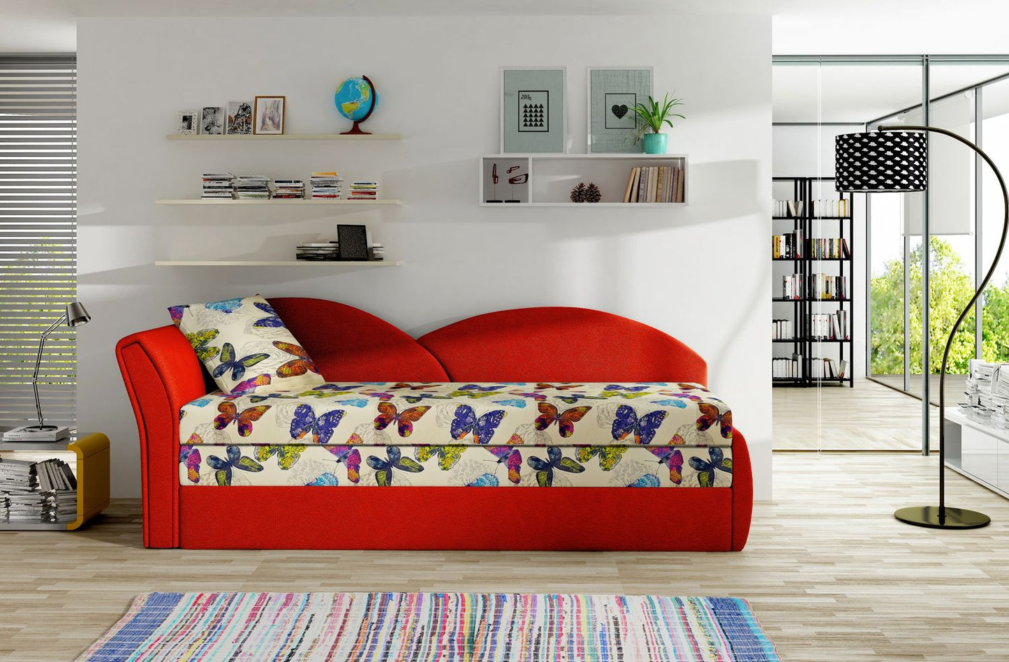 Sleeper Sofa Aga 22 | size: Width: 80cm, Height: 77cm, Depth: 218cm | color: Alova/Butterfly | image: 1 | variant: 1017140
