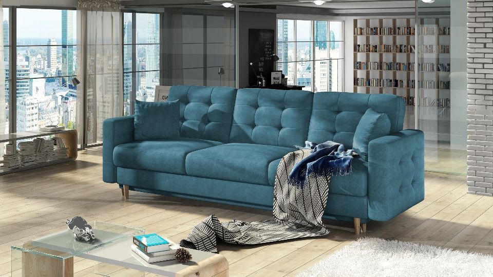 Sleeper Sofa Asgard 3 | size: Width: 235cm, Height: 86cm, Depth: 95cm | color: Blue | image: 0 | variant: 1012776