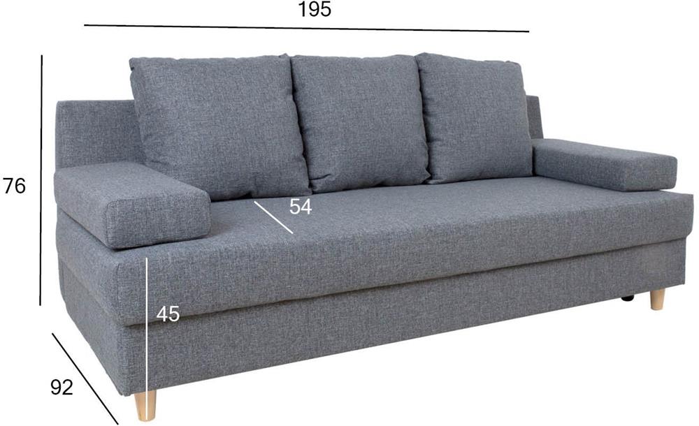 Sleeper Sofa Boston | size: Width: 195cm, Height: 76cm, Depth: 92cm | color: Gray | image: 6 | variant: 1000289