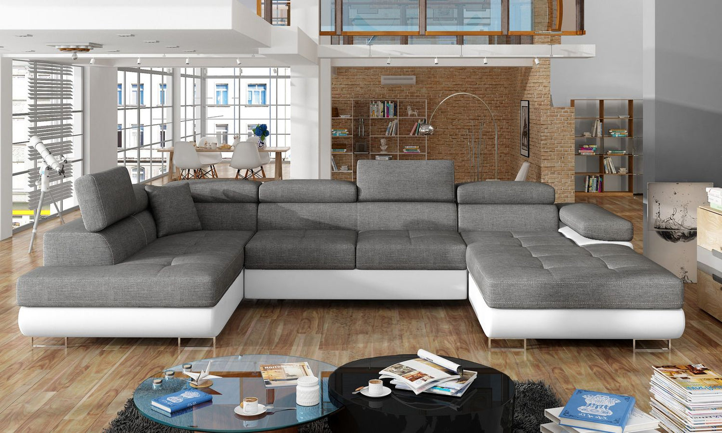 Sleeper Sofa Carlisle 1 | size: Width: 345cm, Height: 90cm, Depth: 202cm | color: White/Grey | image: 1 | variant: 1014991