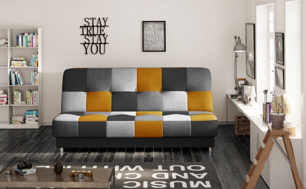 Sleeper Sofa Cayo 2 | size: Width: 192cm, Height: 90cm, Depth: 90cm | color: Black/Orange/Grey | image: 0 | variant: 1012721
