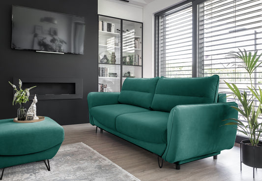 Sleeper Sofa Charlotte 26 | size: Width: 95cm, Height: 90cm, Depth: 236cm | color: Velvetmat | image: 1 | variant: 1018091