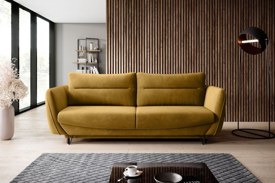 Sleeper Sofa Charlotte 5 | size: Width: 236cm, Height: 90cm, Depth: 90cm | color: Yellow | image: 0 | variant: 1013956
